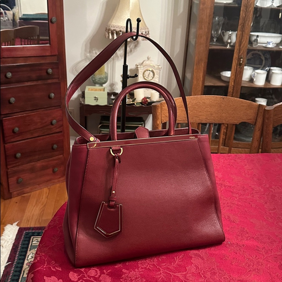 Fendi Handbags - Fendi Burgundy Leather 2Jours Tote W/ Shoulder Strap